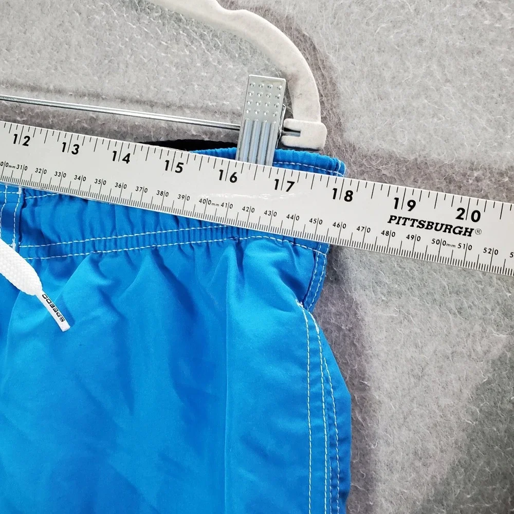 Speedo Men Swimwear Medium Blue Trunks Pockets Drawstring High Rise 8 in Inseam‎